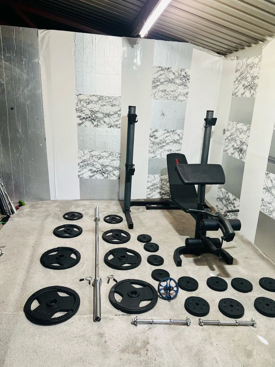 HOME GYM 100KG OLYMPIC WEIGHTS BENCH RACK DUMBLS - Image 4