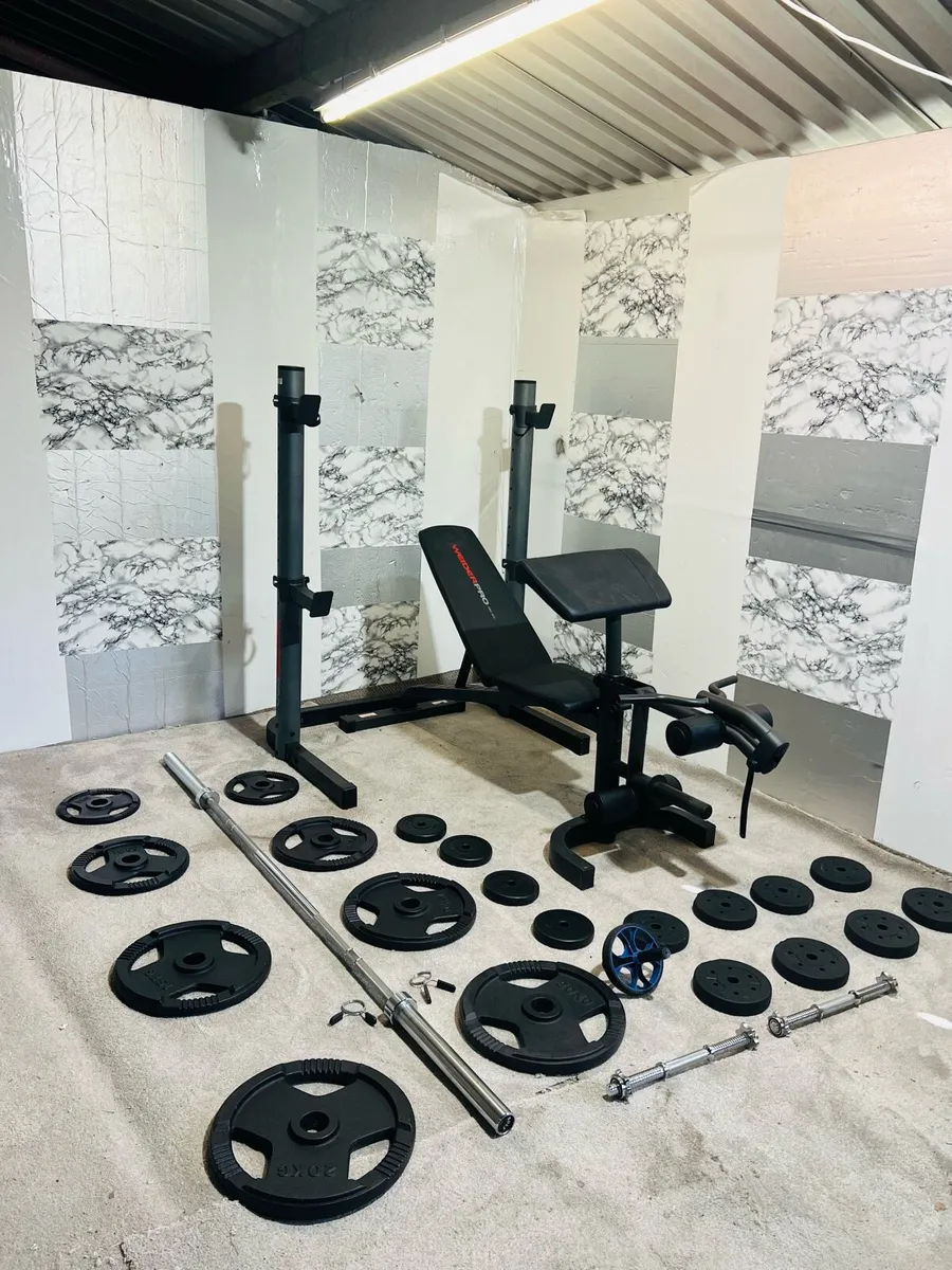 HOME GYM 100KG OLYMPIC WEIGHTS BENCH RACK DUMBLS - Image 1