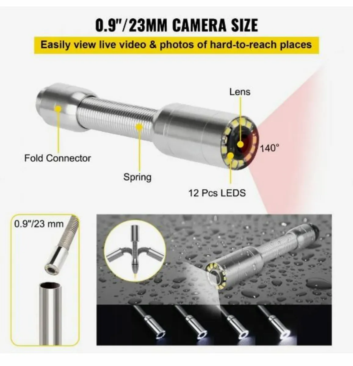 65.6FT Cable Pipe Inspection Camera Kit - Image 4