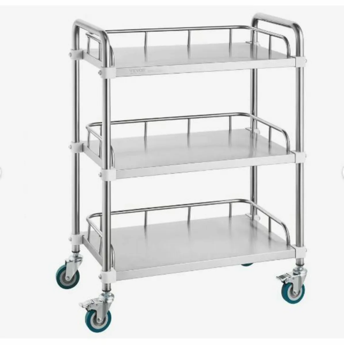 Lab Rolling Cart, 3-Shelf Stainless Steel - Image 1