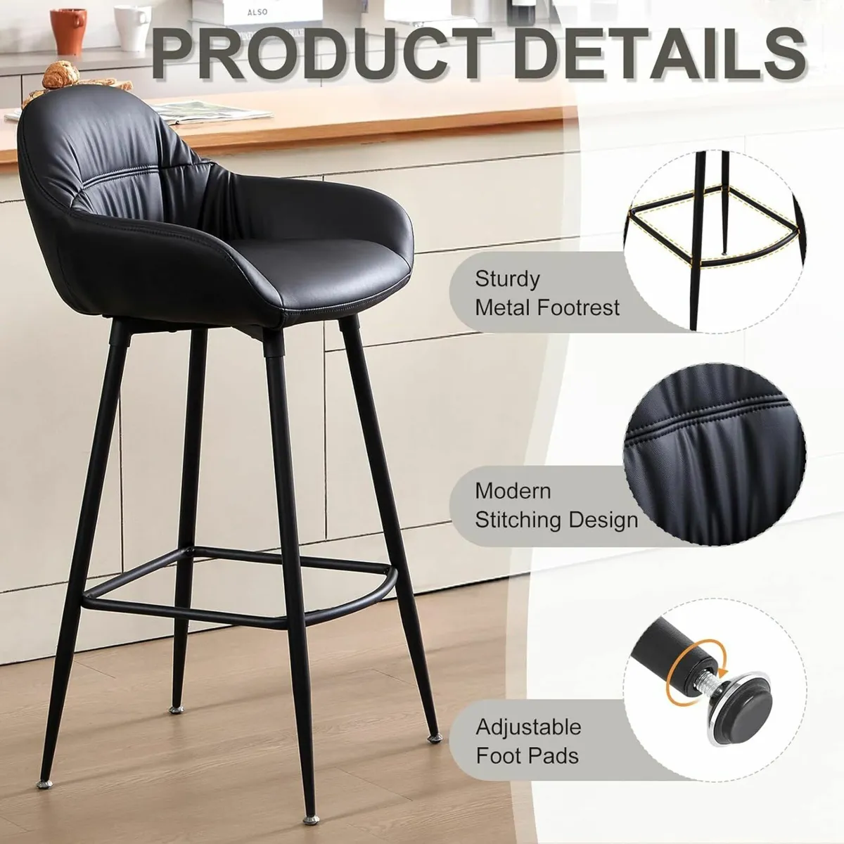 Set of 4 Brand New in Box Bar Stools -  PU Leather - Image 2