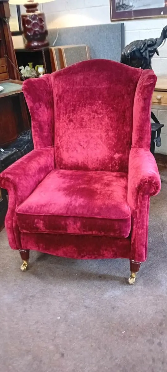 Plush Velvet Wingback Armchair - Image 1