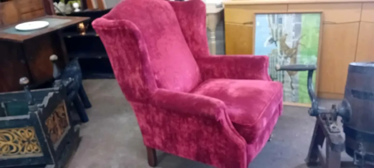 Plush Velvet Wingback Armchair - Image 2