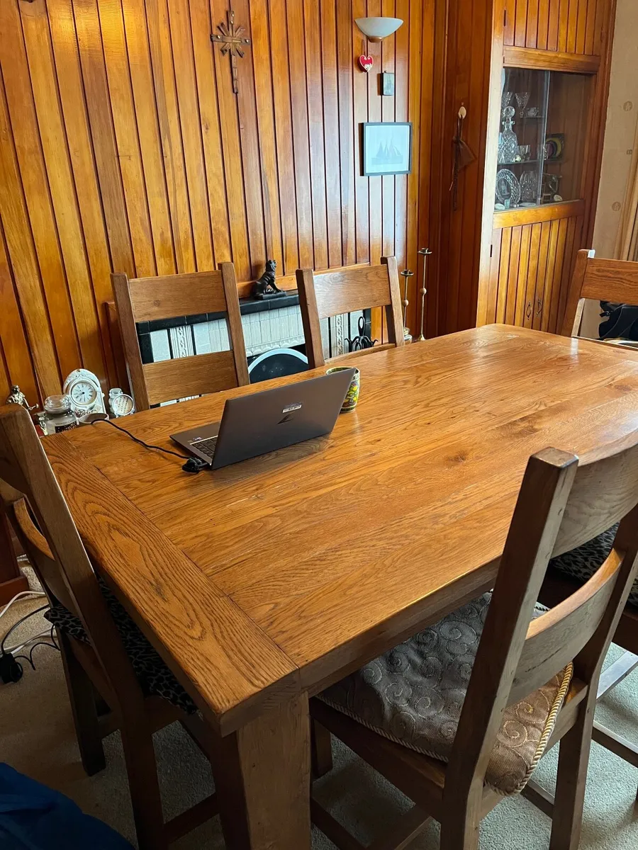 Solid Wood Farmhouse Table & 6 Chairs - Image 2