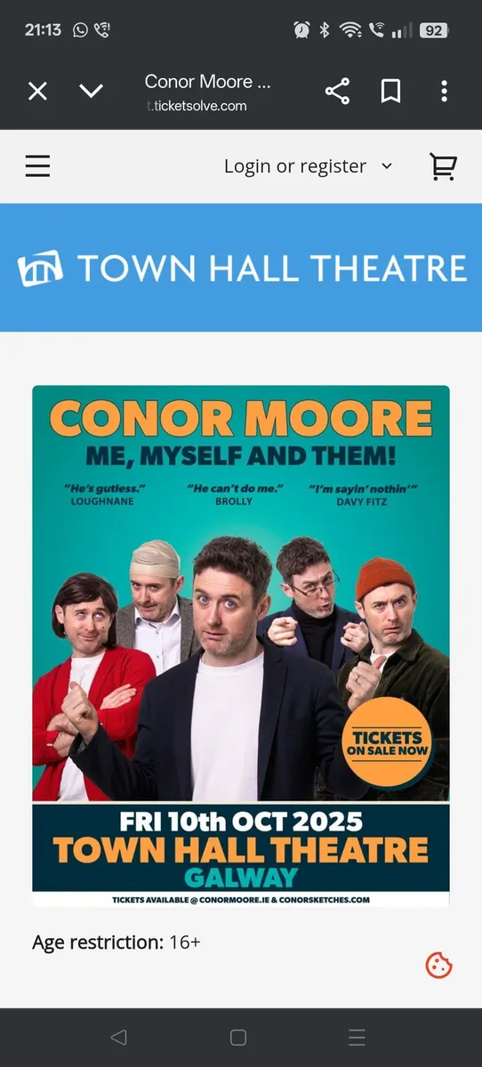 Conor Moore Tickets X2 Oct 10th