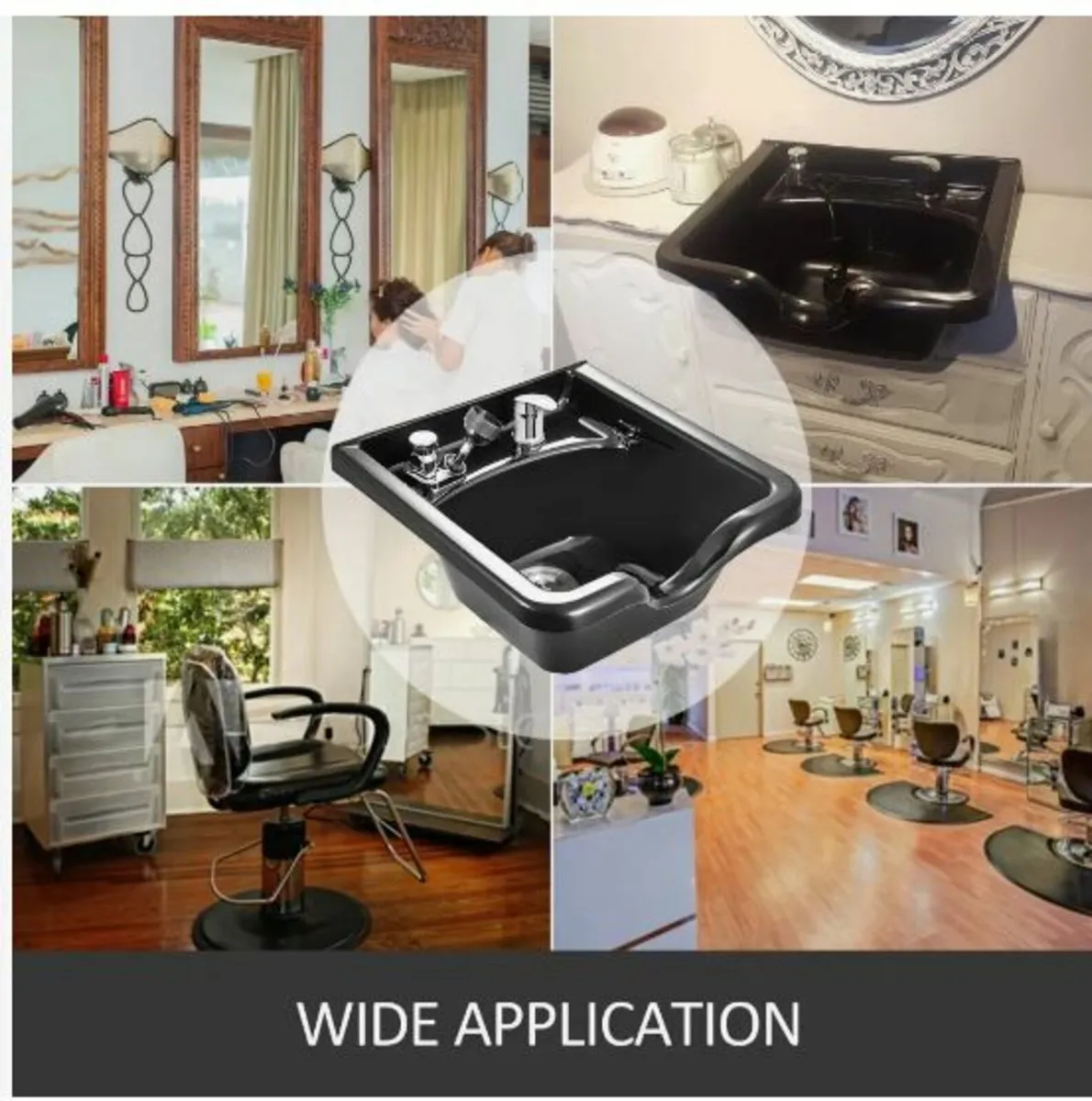 Shampoo Bowl Black ABS Plastic Salon - Image 4