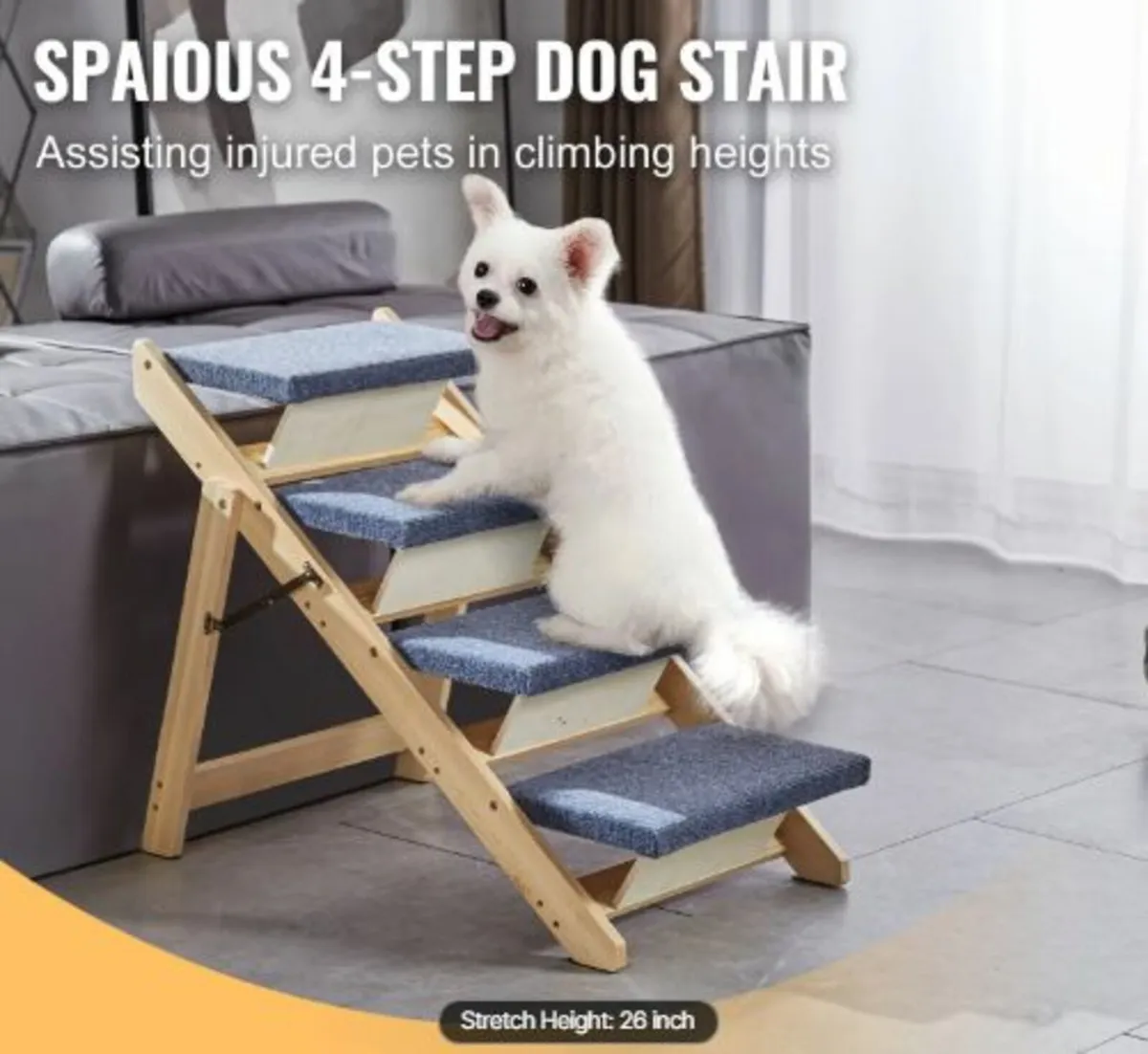 Wood Pet Stairs/Pet Steps, 2-in-1 Foldable Wooden - Image 2