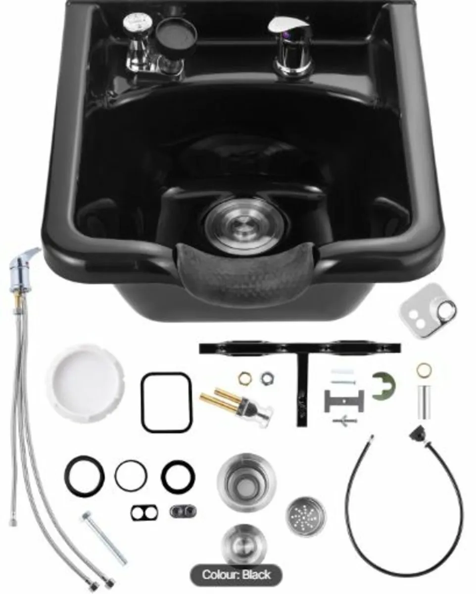 Shampoo Bowl Black ABS Plastic Salon and Spa Hair - Image 1