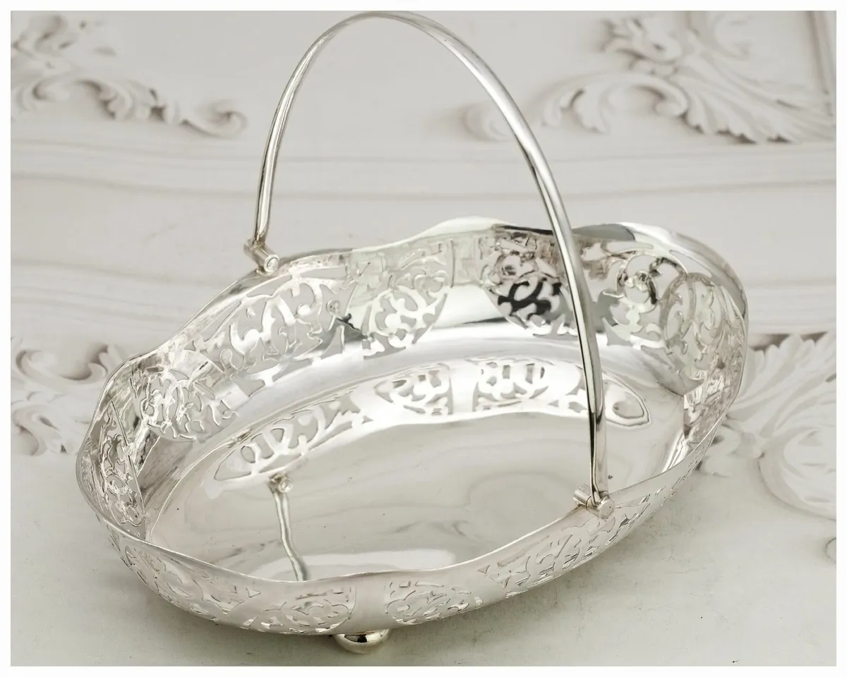 Silver Plated Sheffield Basket: Francis Howard - Image 2