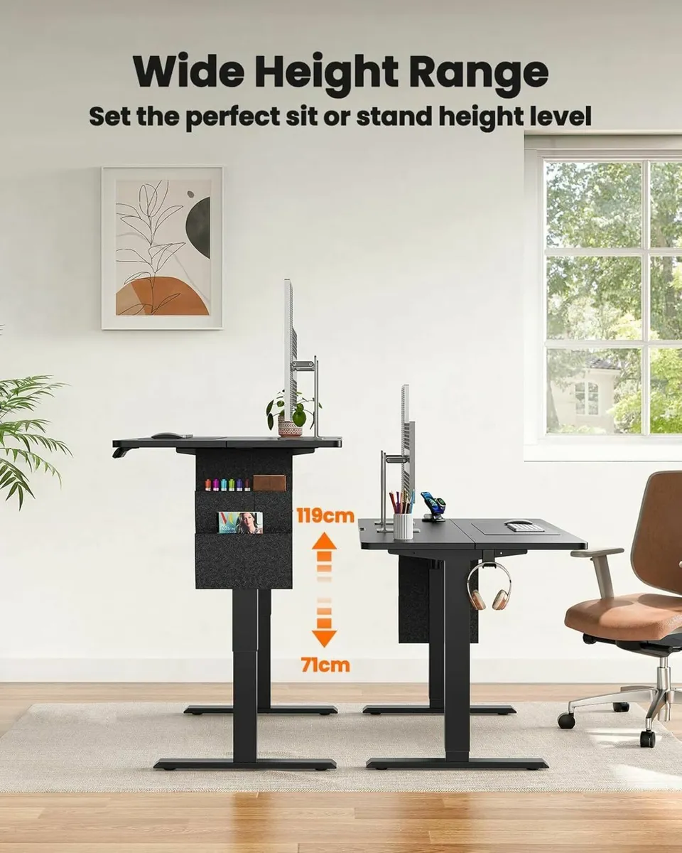 Standing Desk 120x60cm Black Height Adjustable - Image 3