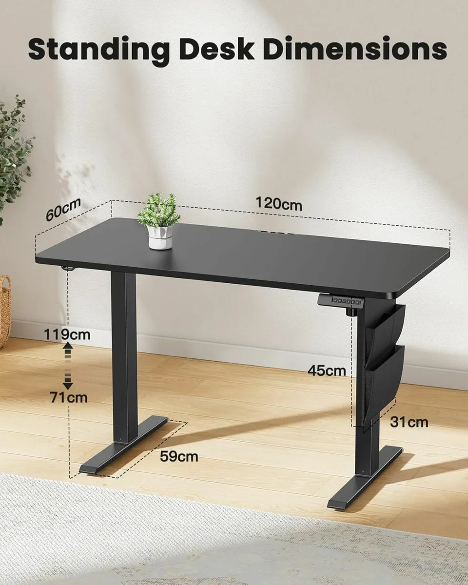 Standing Desk 120x60cm Black Height Adjustable - Image 4