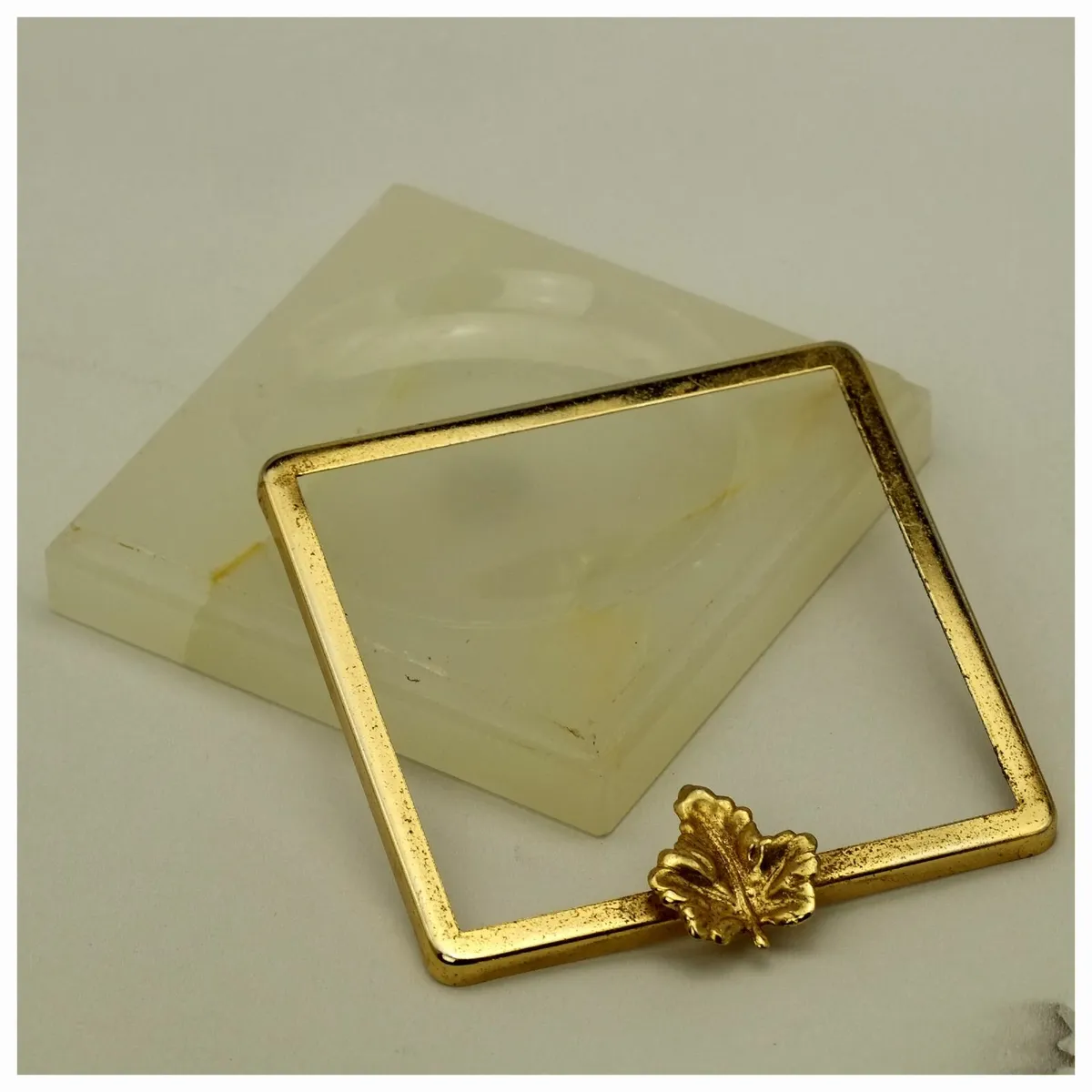Retro Onyx Brass Smoking Set Ronson Table Lighter, - Image 2