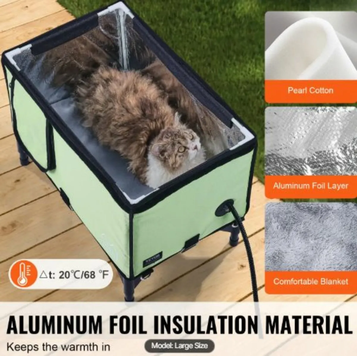 Elevated Heated Cat House, Cuboid Kitty Shelter - Image 2