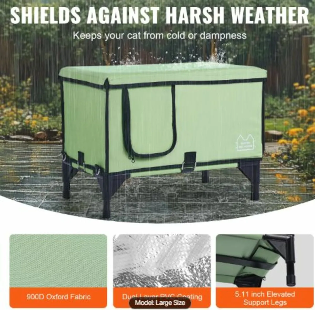 Elevated Heated Cat House, Cuboid Kitty Shelter - Image 3