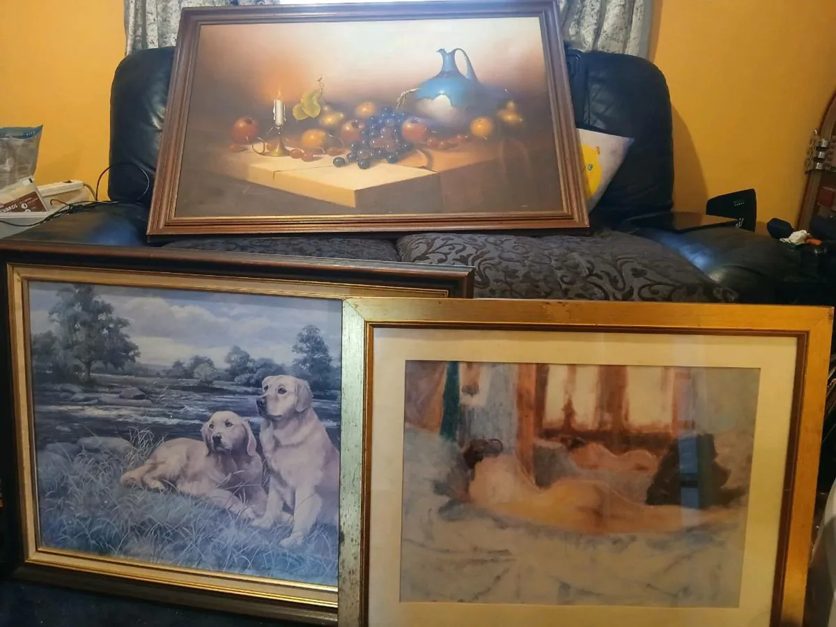 3 large framed pictures