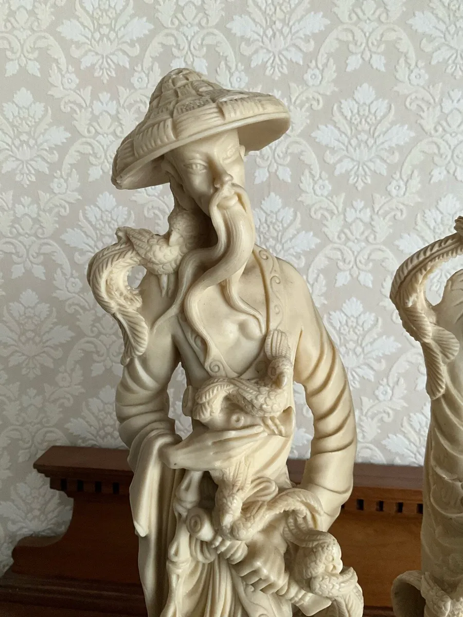 Vintage Asian Man & Woman Resin Figurines - Image 3
