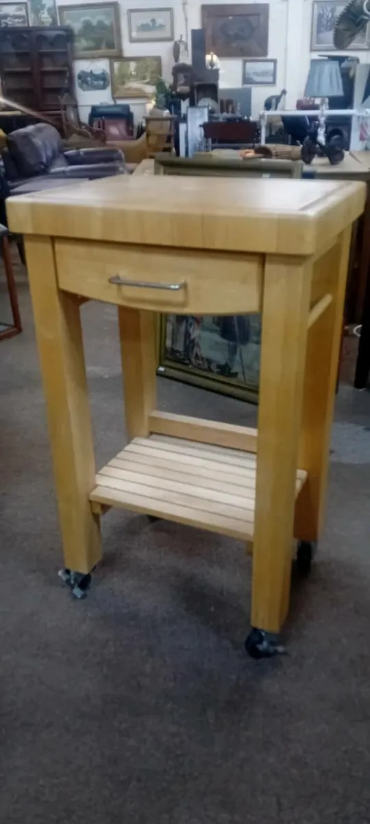 Modern Butcher Block Style Stand - Image 1