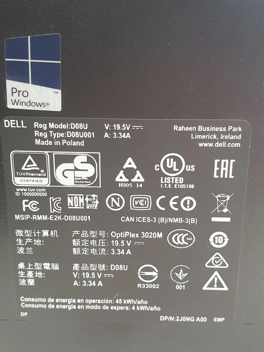 Dell OptiPlex 3020M Quad-Core i3-4160T 3.10GHz CPU 8GB RAM 256GB SSD Windows 10 Pro - Image 3
