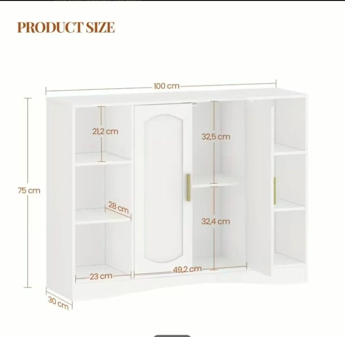 White Storage Cabinet 2-Door Bathroom, Living Room - Image 3
