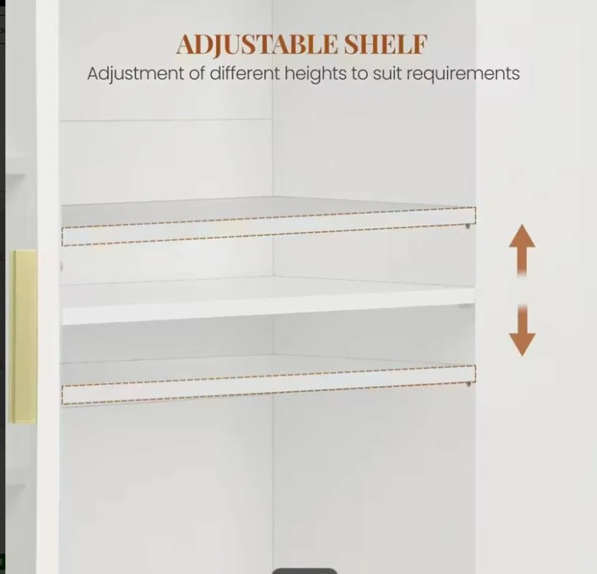 White Storage Cabinet 2-Door Bathroom, Living Room - Image 4