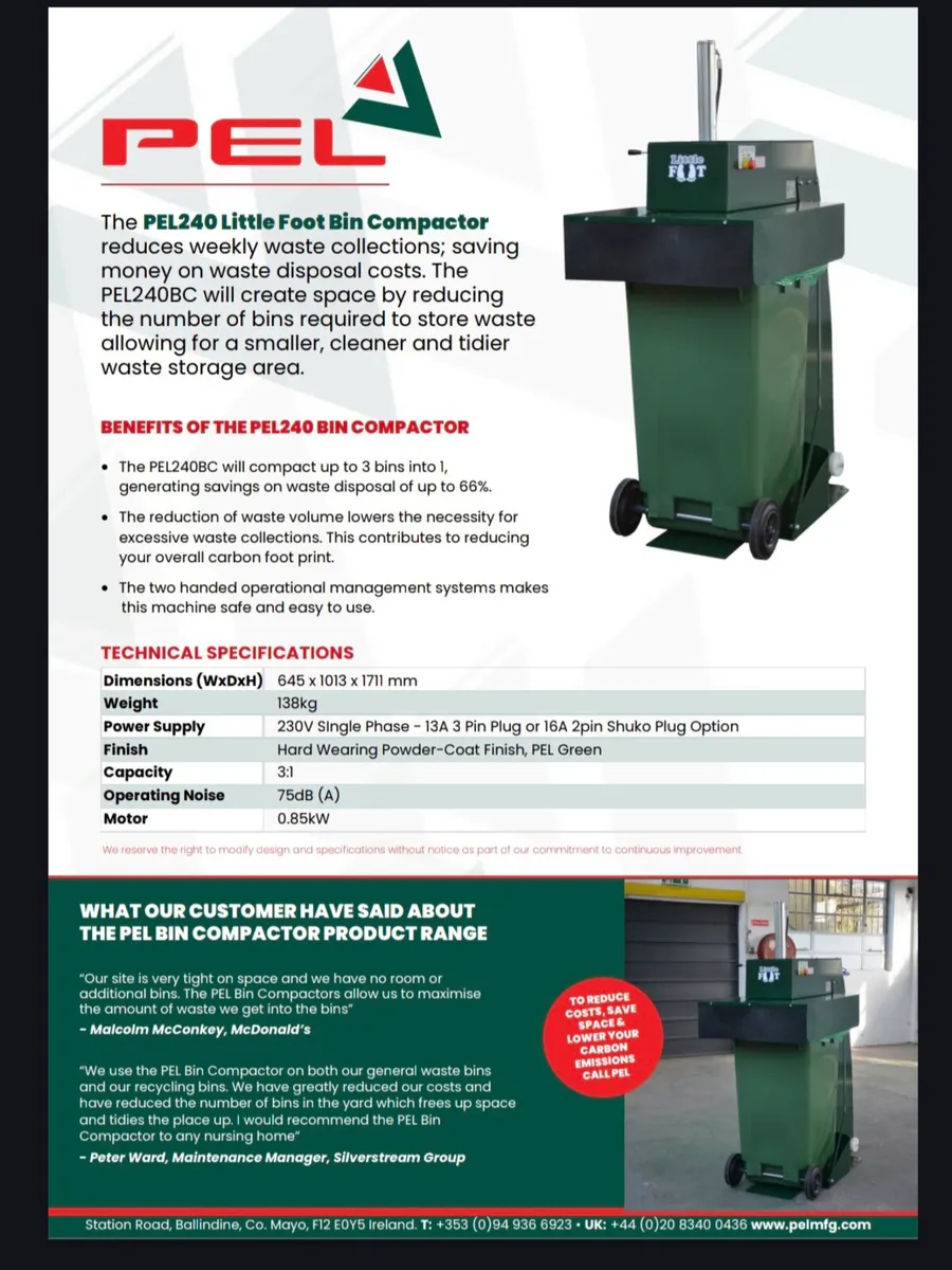 Bin compactor press 240 lotre - Image 3