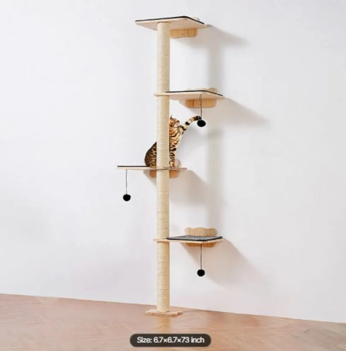 4 Tiers Cat Tree, Cat Wall Furniture Set with 4 - Image 1