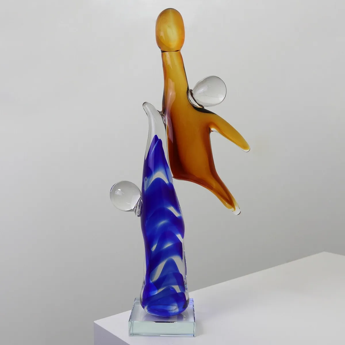 Handcrafted Glass Sculpture Basketball Abstract - Image 2