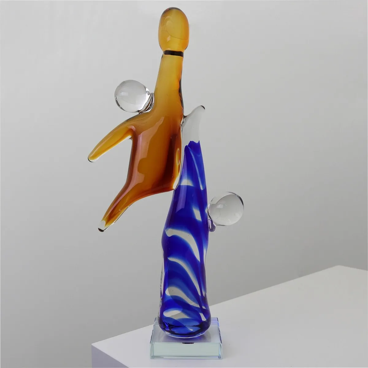 Handcrafted Glass Sculpture Basketball Abstract - Image 3