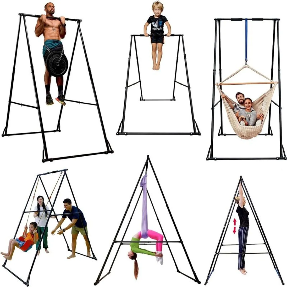 Pull Up Bar Free Standing Foldable Home Gym Setup with Gymnastics Rings - Image 2