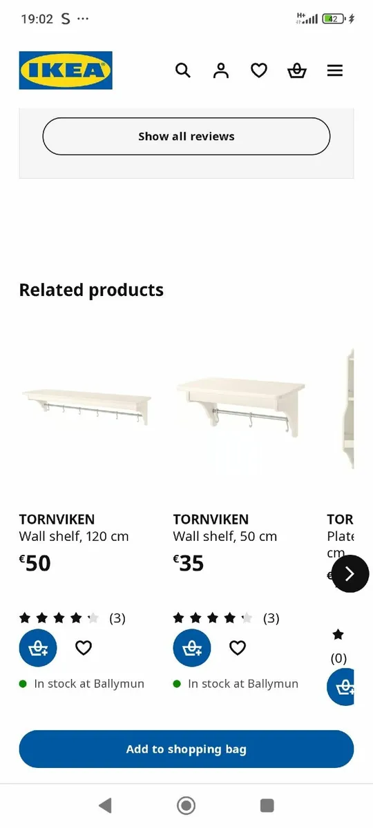 Ikea shelving with rail and hooks - Image 1