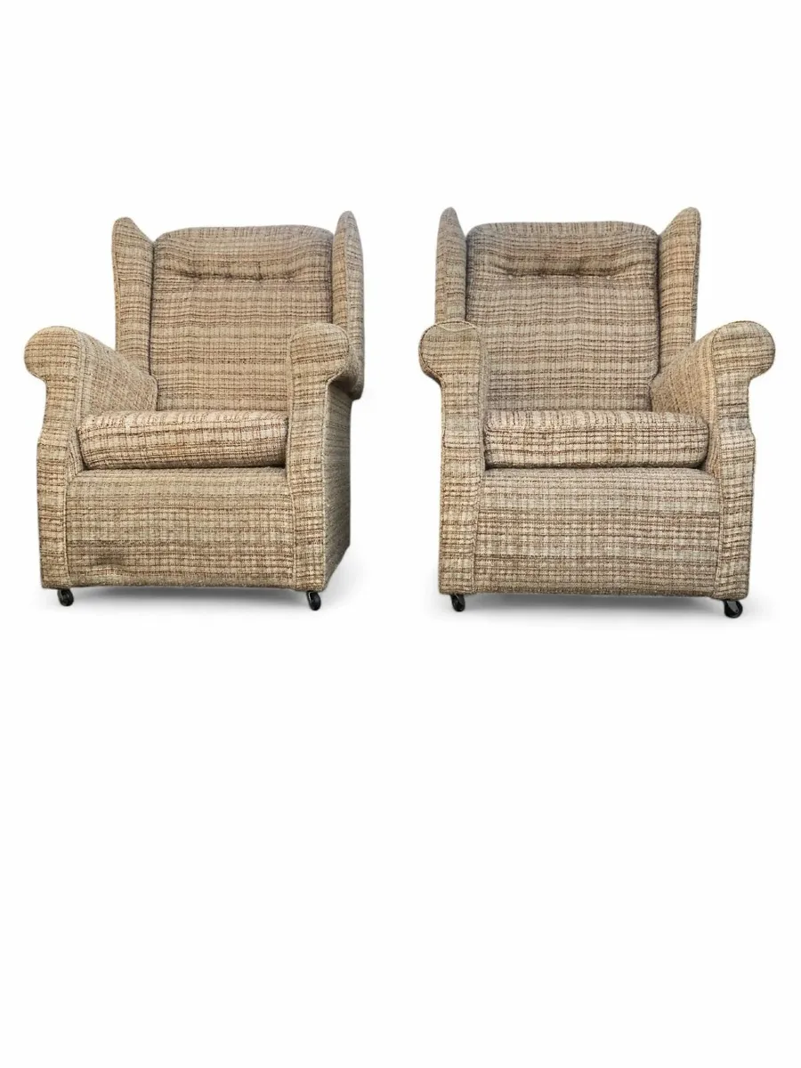 Wing Back Armchairs - Vintage x 2 - Image 3