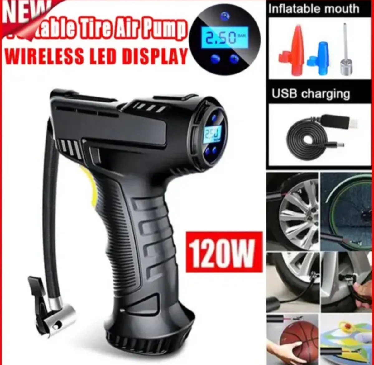 NEW 150psi Digital Air Compressor Tyre Inflator - Image 1