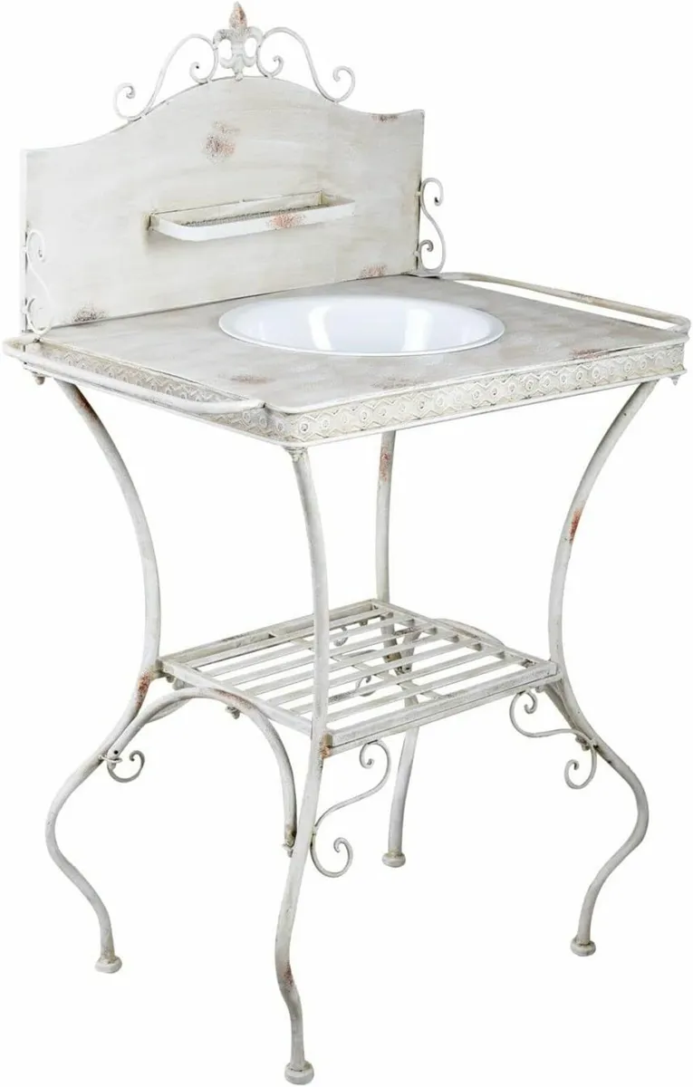 Maison Shabby Chic Nostalgic Washbasin White Iron - Image 2