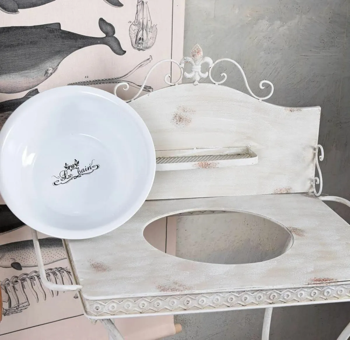 Maison Shabby Chic Nostalgic Washbasin White Iron - Image 3