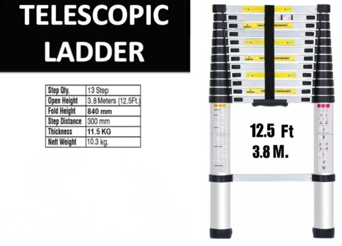 New 3.8 Metre (12.5ft) Telescopic Ladder - Image 1
