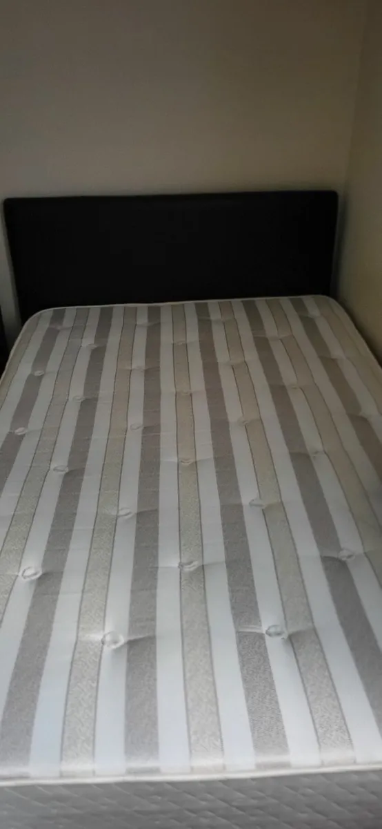 New Double bed mattress and brown leather head lbo