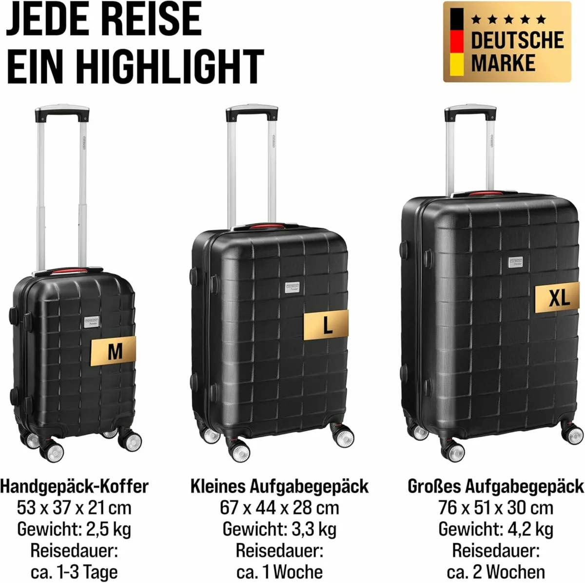 3-Piece Hard Shell Luggage Set Suitcase Set - Image 2