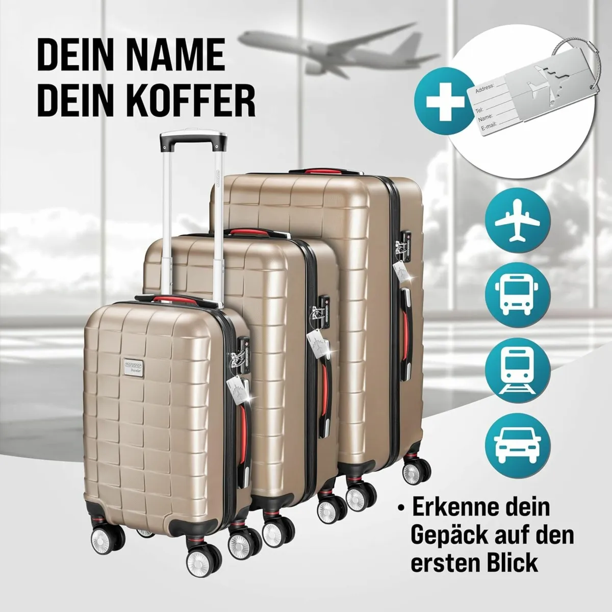 3-Piece Hard Shell Luggage Set Suitcase Set - Image 3
