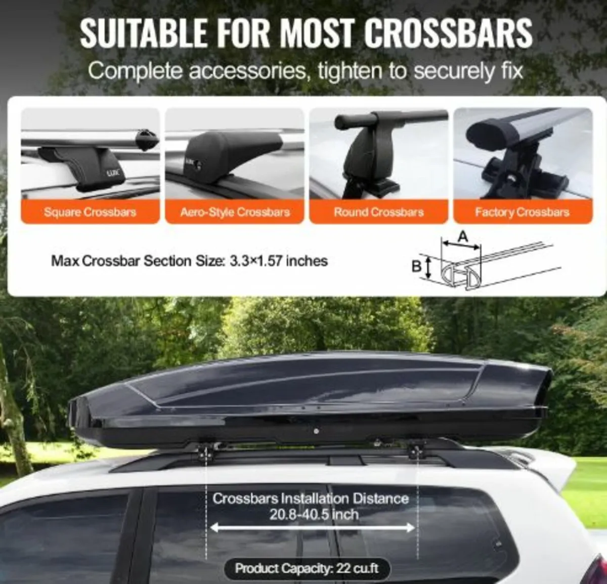 Rooftop Cargo Carrier,22Cubic Feet Roof Cargo Box - Image 3