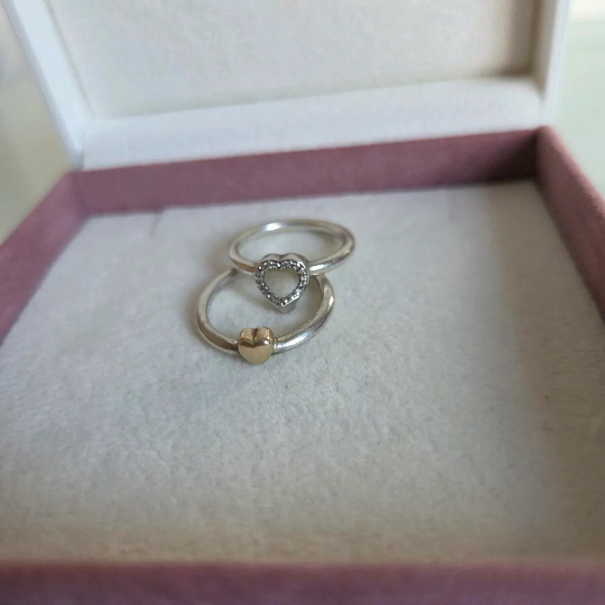 Pandora puzzle heart rings with heart gold G585 - Image 1