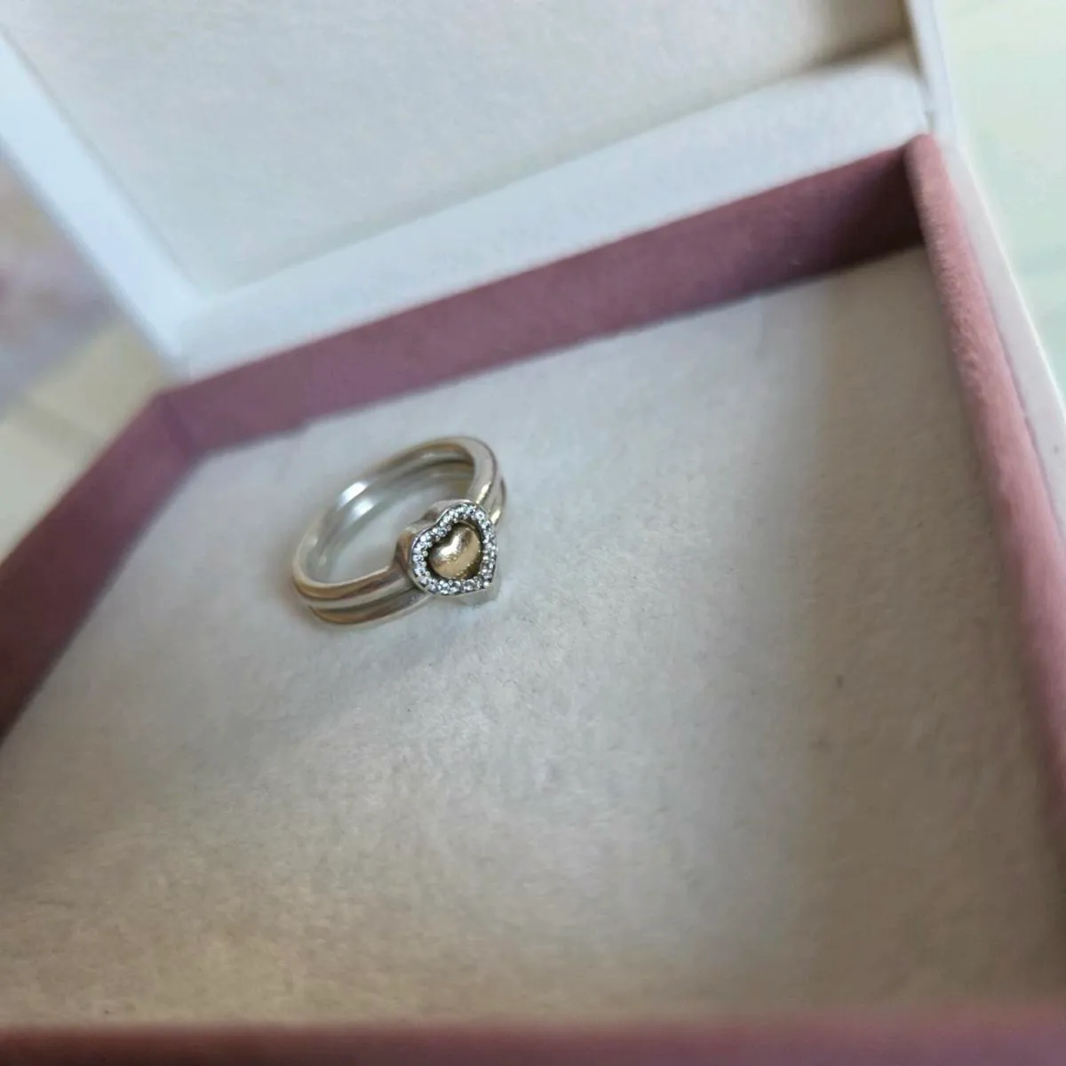 Pandora puzzle heart rings with heart gold G585 - Image 2