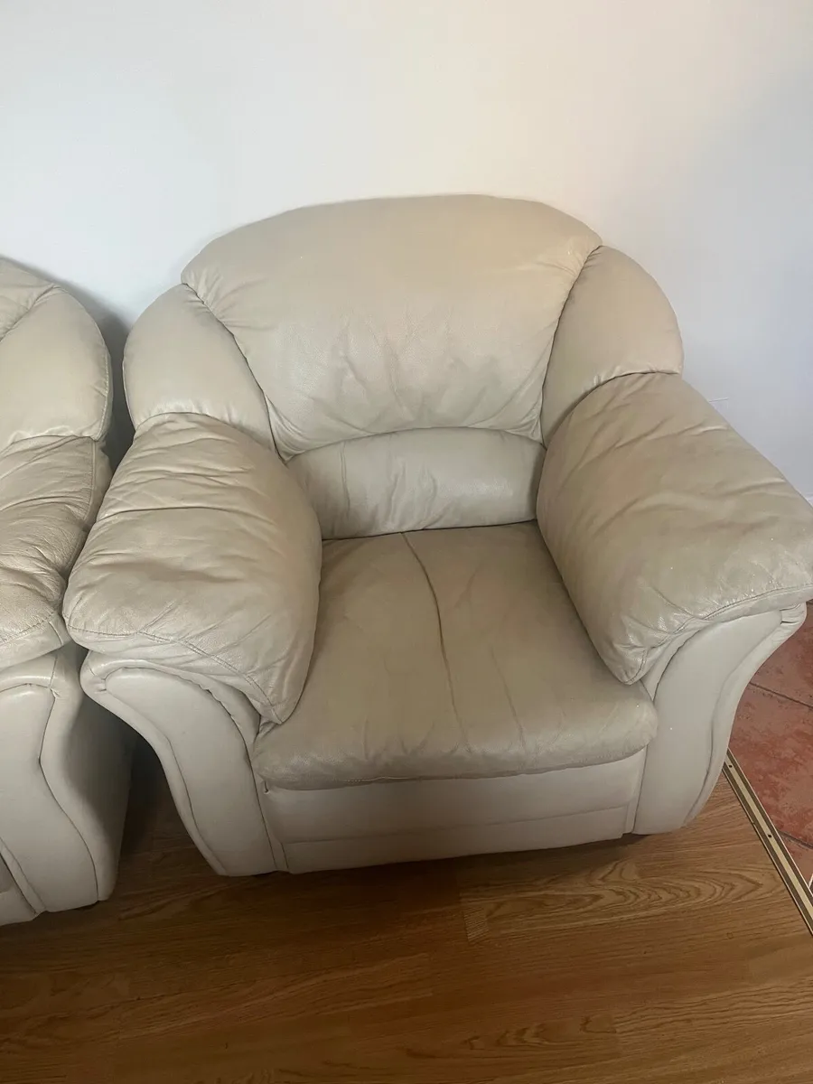 3 1 1 cream leather suite - Image 2