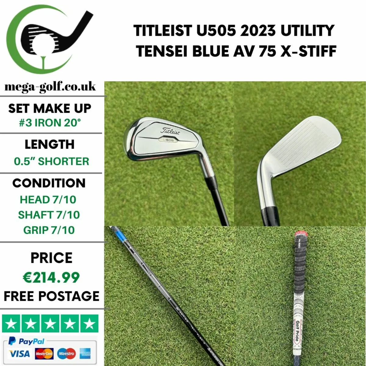 Titleist U505 2023 Utility #3 Iron 20° / X-Stiff - Image 1