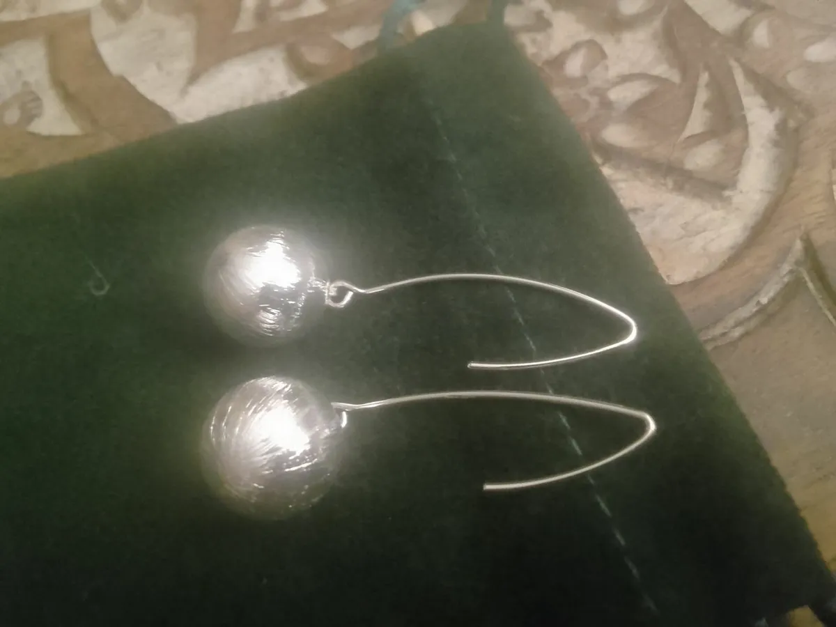 STERLING SILVER LARGE BALL DROP EARRINGS - Image 3