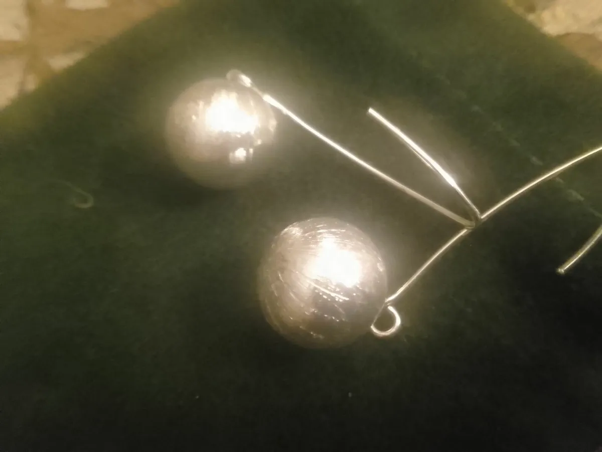 STERLING SILVER LARGE BALL DROP EARRINGS - Image 4