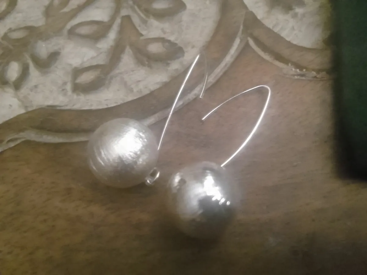 STERLING SILVER LARGE BALL DROP EARRINGS - Image 1