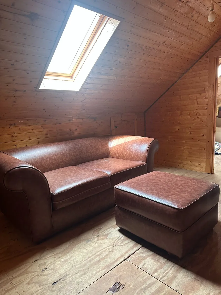 2x Two Seater Sofa + Footstool - Image 1