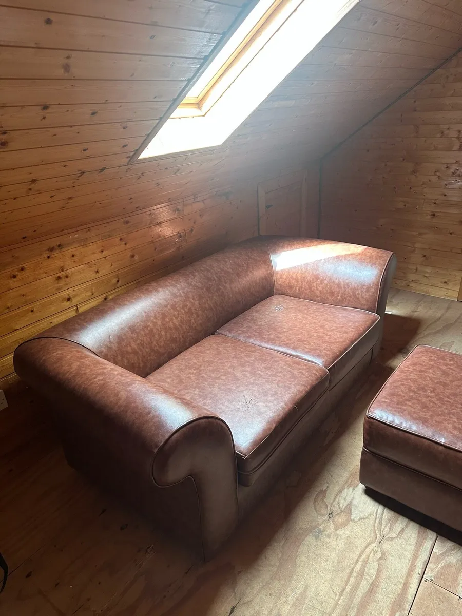 2x Two Seater Sofa + Footstool - Image 2