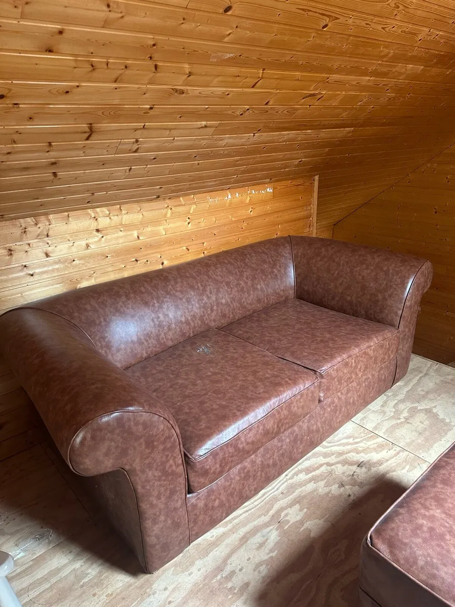 2x Two Seater Sofa + Footstool - Image 4