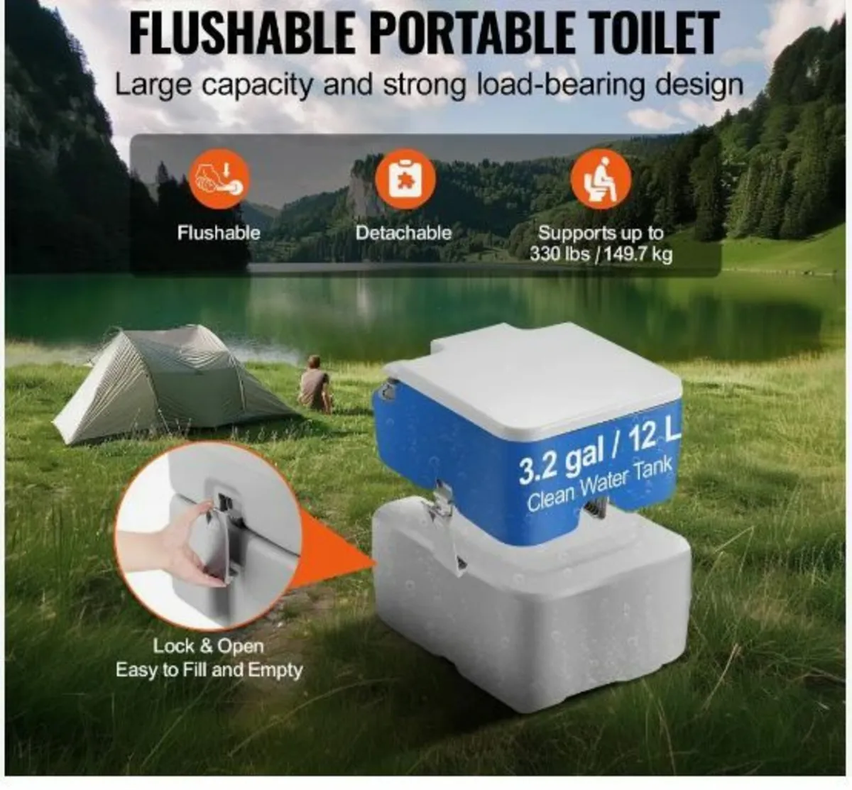 Portable Toilet Flush Travel Camping 20.1 L - Image 2